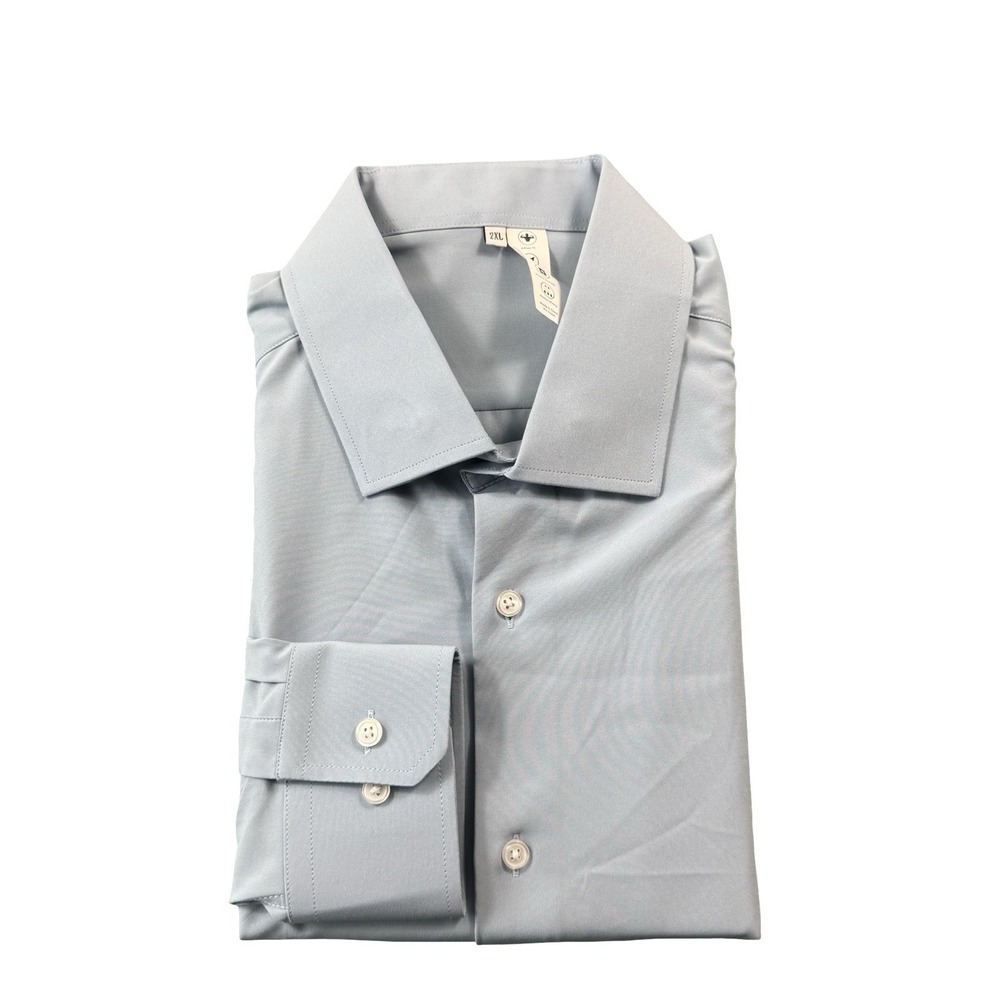 State & Liberty Powder Blue Performance Mens Athletic Fit Button Front Shirt 2XL